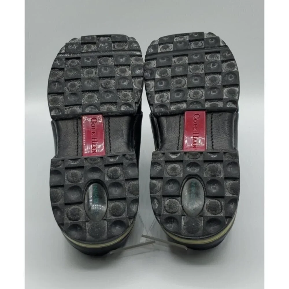 Cole Haan Black Leather Cross Strap Sandal Slides Sz 10.5 Men’s NikeAir Soles